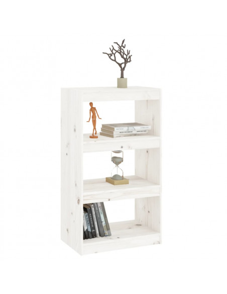 Libreria/Divisorio Bianco 60x30x103,5 cm Legno Massello di Pino