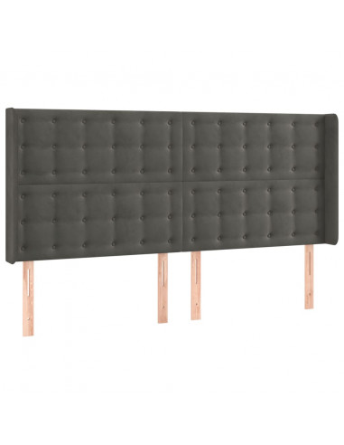 Testiera ad Orecchio GrigioScuro 203x16x118/128cm in Velluto