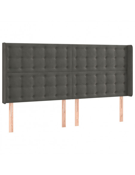 Testiera ad Orecchio GrigioScuro 203x16x118/128cm in Velluto
