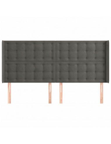 Testiera ad Orecchio GrigioScuro 203x16x118/128cm in Velluto