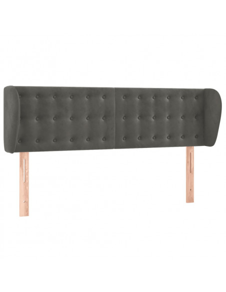 Testiera ad Orecchio Grigio Scuro 147x23x78/88 cm in Velluto