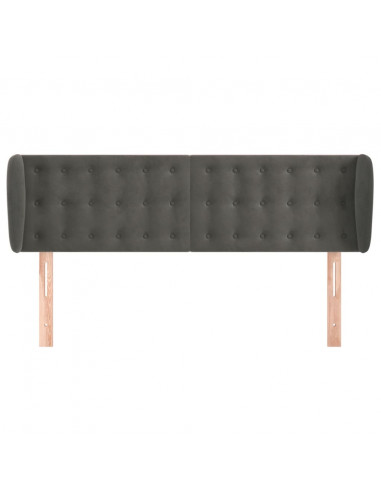 Testiera ad Orecchio Grigio Scuro 147x23x78/88 cm in Velluto