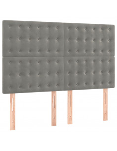 Testiere 4 pz Grigio Chiaro 72x5x78/88 cm in Velluto 2