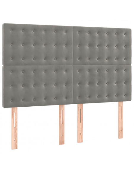 Testiere 4 pz Grigio Chiaro 72x5x78/88 cm in Velluto