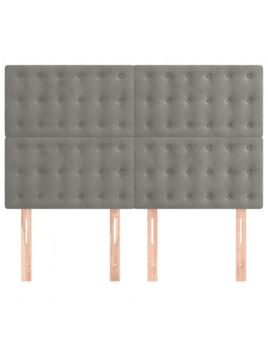 Testiere 4 pz Grigio Chiaro 72x5x78/88 cm in Velluto