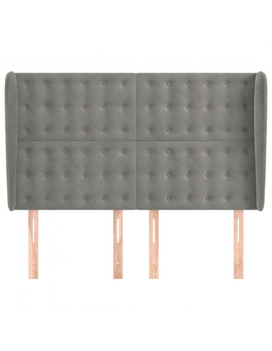 Testiera ad Orecchio Grigio Chiaro 147x23x118/128 cm in Velluto