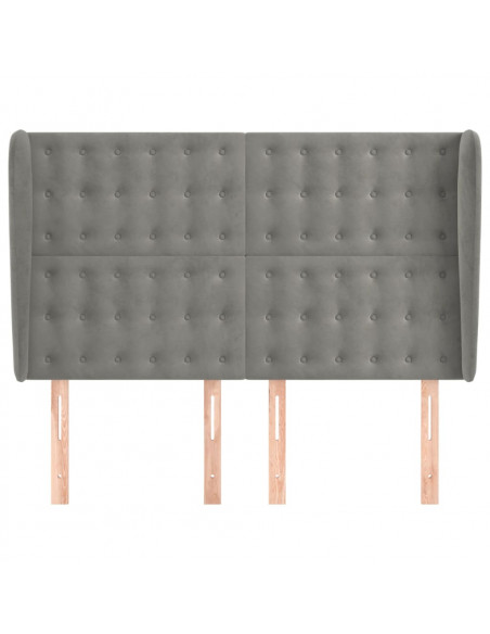 Testiera ad Orecchio Grigio Chiaro 147x23x118/128 cm in Velluto