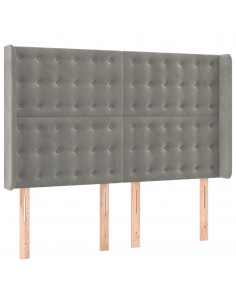 Testiera ad Orecchio Grigio Chiaro 147x16x118/128 cm in Velluto 2