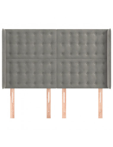 Testiera ad Orecchio Grigio Chiaro 147x16x118/128 cm in Velluto