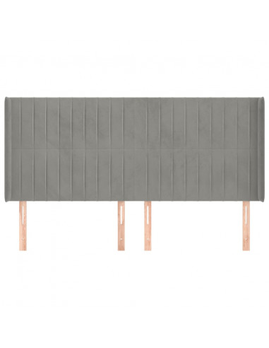 Testiera ad Orecchio Grigio Chiaro 163x16x118/128 cm in Velluto