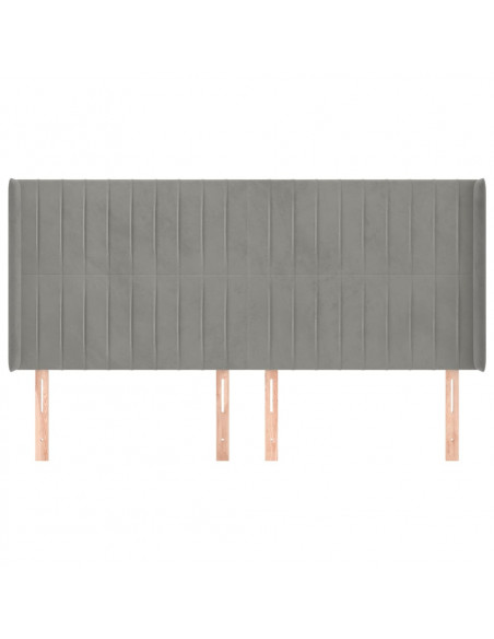 Testiera ad Orecchio Grigio Chiaro 163x16x118/128 cm in Velluto