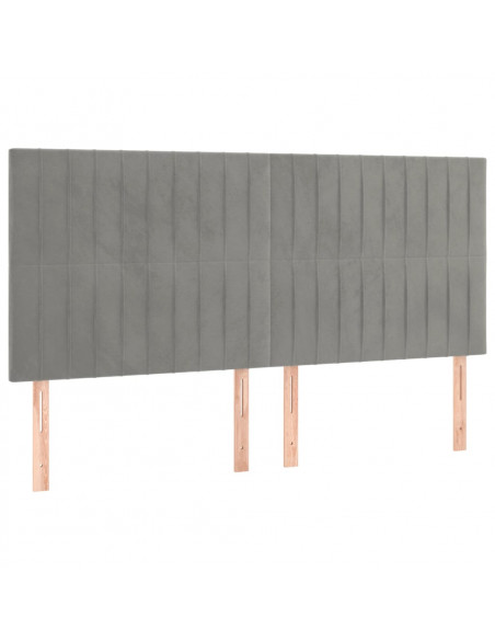 Testiera 4 pz Grigio Chiaro 80x5x78/88 cm in Velluto