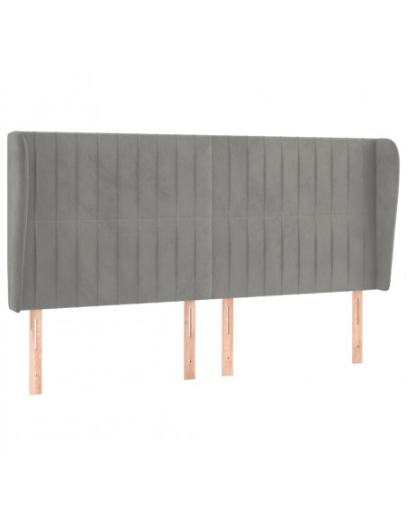 Testiera ad Orecchio Grigio Chiaro 163x23x118/128 cm in Velluto