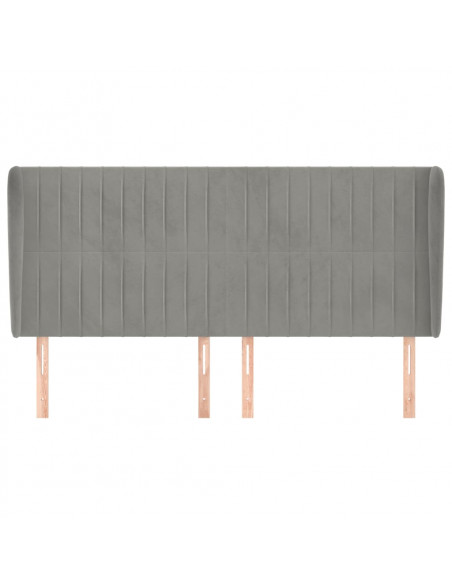 Testiera ad Orecchio Grigio Chiaro 163x23x118/128 cm in Velluto