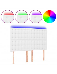 Testiera a LED Bianco 144x5x118/128 cm in Similpelle 2