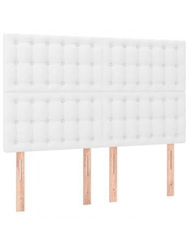 Testiera a LED Bianco 144x5x118/128 cm in Similpelle