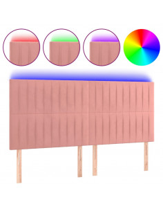 Testiera a LED Rosa 180x5x118/128 cm in Velluto 2