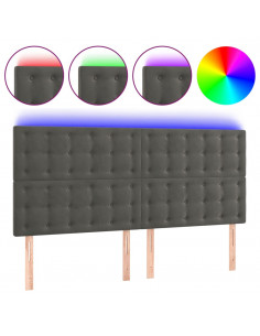 Testiera a LED GrigioScuro 200x5x118/128cm in Velluto 2