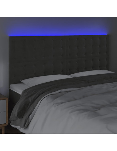 Testiera a LED GrigioScuro 200x5x118/128cm in Velluto