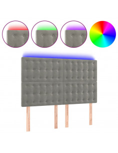 Testiera a LED Grigio Chiaro 144x5x118/128 cm in Velluto 2