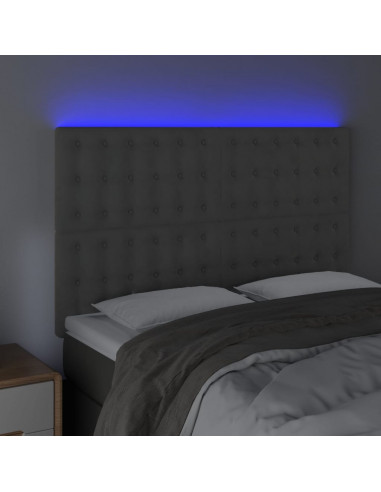 Testiera a LED Grigio Chiaro 144x5x118/128 cm in Velluto