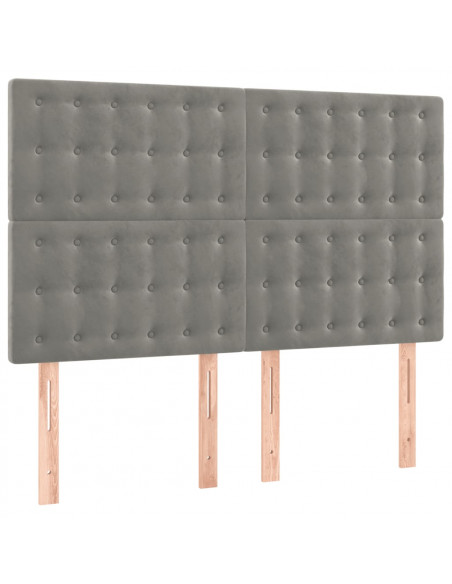 Testiera a LED Grigio Chiaro 144x5x118/128 cm in Velluto