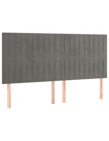 Testiera a LED Grigio Chiaro 160x5x118/128 cm in Velluto