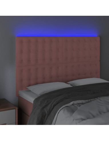 Testiera a LED Rosa 144x5x118/128 cm in Velluto