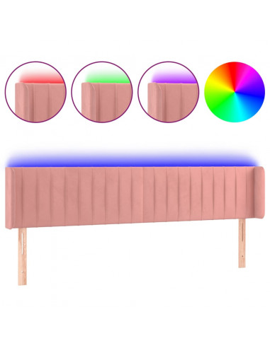 Testiera a LED Rosa 183x16x78/88 cm in Velluto