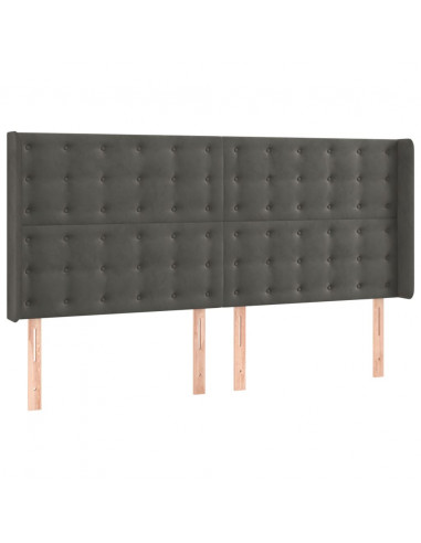 Testiera a LED Grigio Scuro 203x16x118/128cm in Velluto