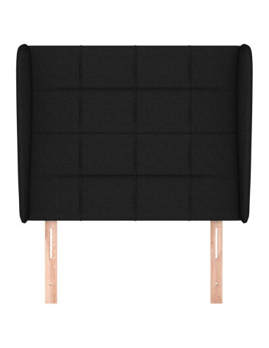 Testiera ad Orecchio Nera 83x23x118/128 cm in Tessuto