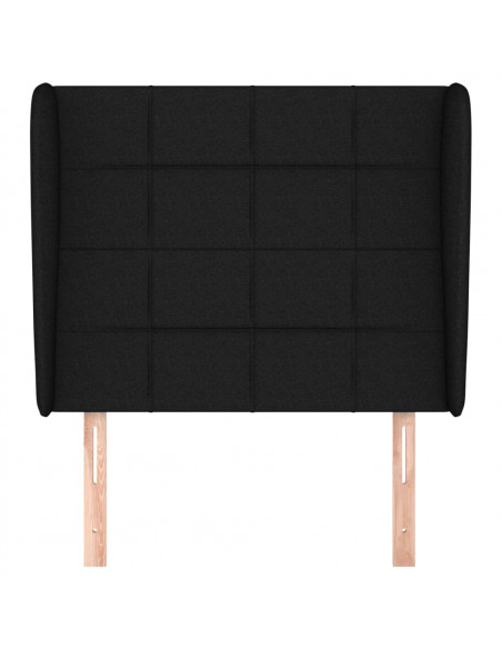 Testiera ad Orecchio Nera 83x23x118/128 cm in Tessuto