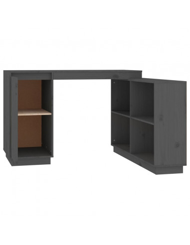 Scrivania Grigia 110x50x75 cm in Legno Massello di Pino