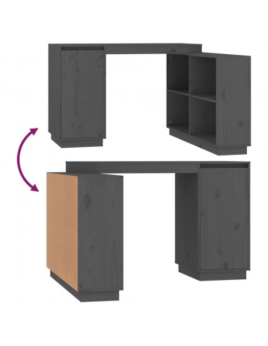 Scrivania Grigia 110x50x75 cm in Legno Massello di Pino