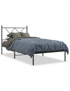 Giroletto con Testiera in Metallo Nero 90x200 cm 2