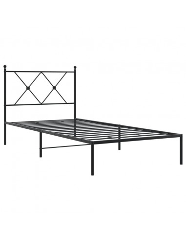 Giroletto con Testiera in Metallo Nero 90x200 cm