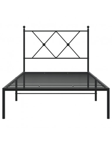 Giroletto con Testiera in Metallo Nero 90x200 cm