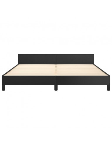 Giroletto con Testiera Nero 160x200 cm in Similpelle