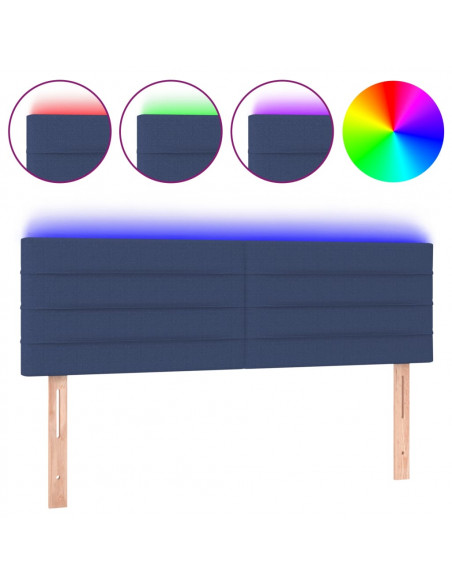 Testiera a LED Blu 144x5x78/88 cm in Tessuto
