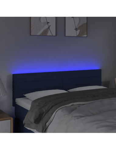 Testiera a LED Blu 144x5x78/88 cm in Tessuto