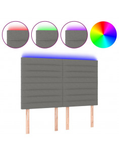 Testiera a LED GrigioScuro 144x5x118/128cm inTessuto 2