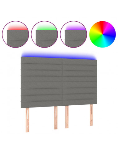 Testiera a LED GrigioScuro 144x5x118/128cm inTessuto