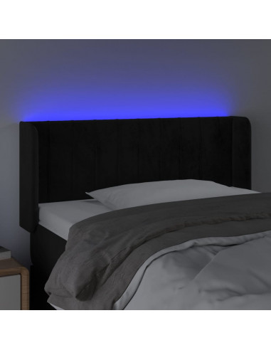 Testiera a LED Nera 103x16x78/88 cm in Velluto