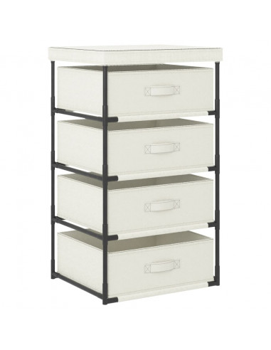 Armadietto con 4 Cestini in Tessuto in Acciaio Crema