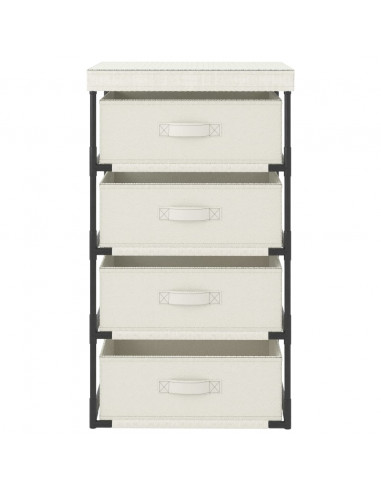 Armadietto con 4 Cestini in Tessuto in Acciaio Crema