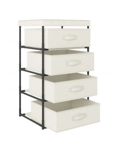 Armadietto con 4 Cestini in Tessuto in Acciaio Crema