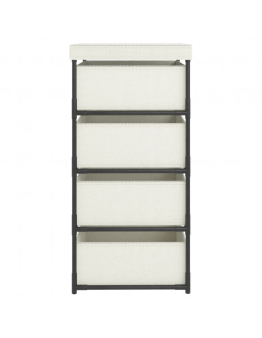 Armadietto con 4 Cestini in Tessuto in Acciaio Crema