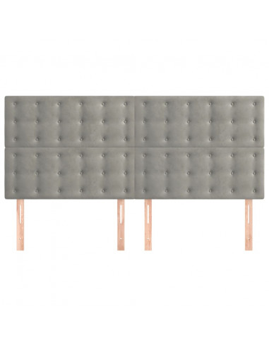 Testiera 4 pz Grigio Chiaro 80x5x78/88 cm in Velluto