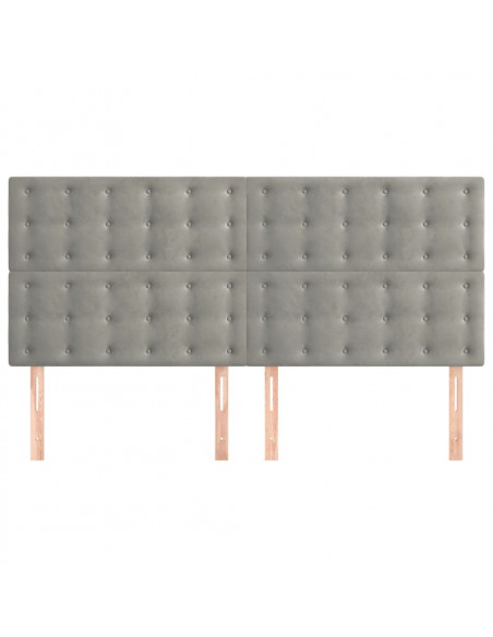 Testiera 4 pz Grigio Chiaro 80x5x78/88 cm in Velluto