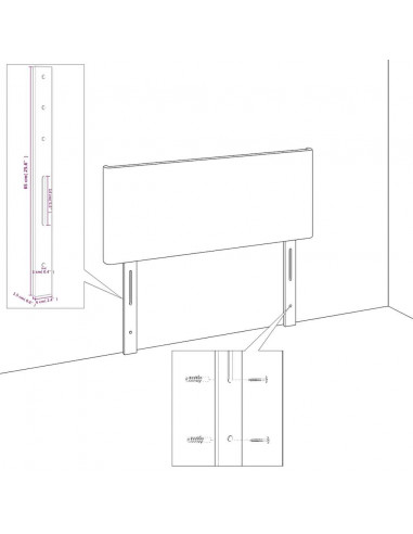 Testiera 4 pz Grigio Chiaro 80x5x78/88 cm in Velluto